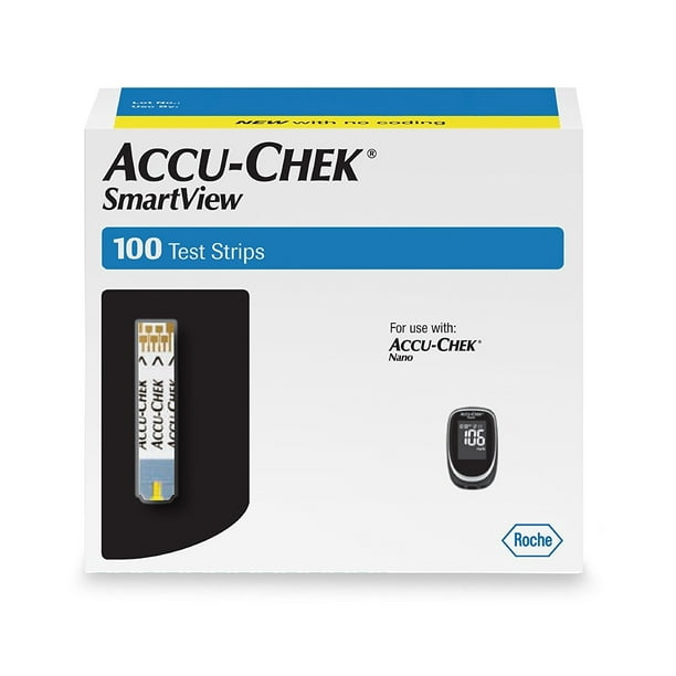 AccuChek Smart View Blood Glucose Test Strips, 100 Ct