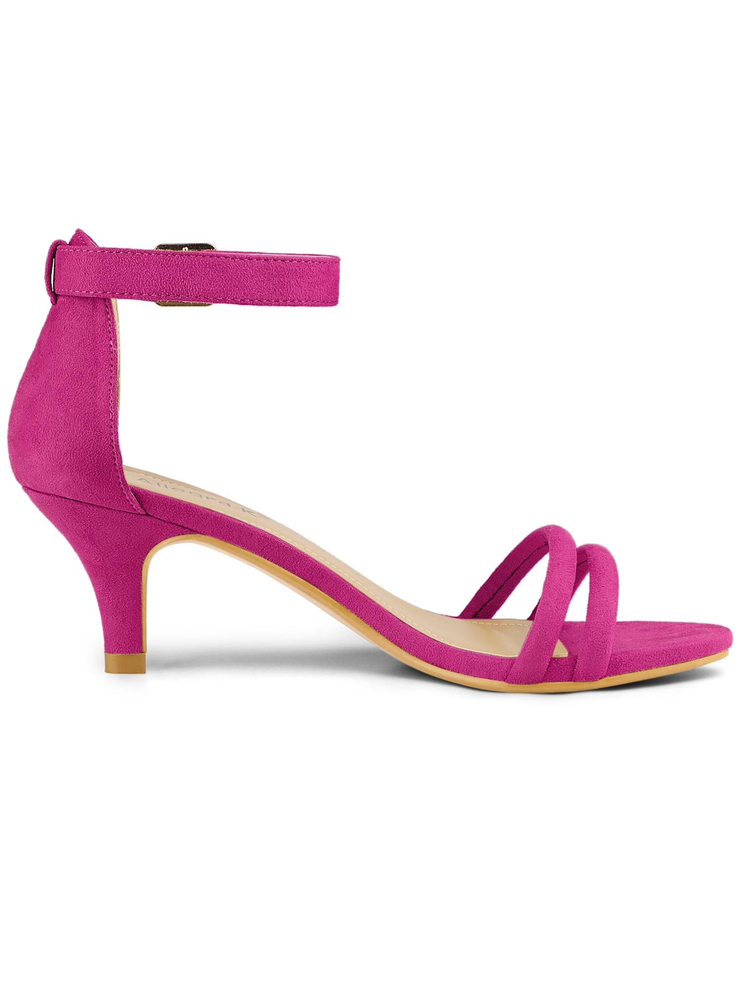 DARING DIVA Women's Kitten Heel Ankle Strap Sandals for Fashionable Occasions Pink 8.5