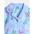 thumbnail image 2 of Wonder Nation Girls Long Sleeve Button Front Top and Pants with Eye Mask, 3-Piece Sleep Set, Sizes 4-18, 2 of 3