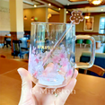thumbnail image 2 of Taza de Agua de Café Liwei Taza de Café de Vidrio Rosa Sakura Cambio de Color, 2 of 6