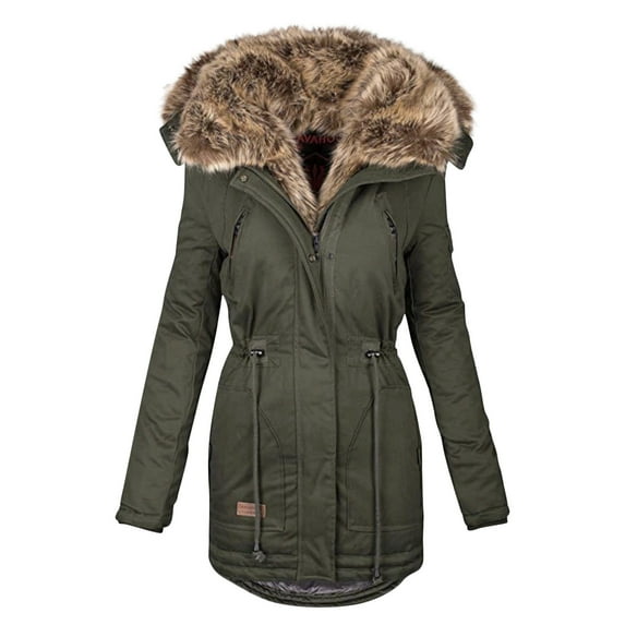 Uhndy Winter Jackets Coats for Women, Winter Warm Collar Women Zipper Long-sleeved Slim Cotton Coat Hooded Coat Christmas Gifts for Women
