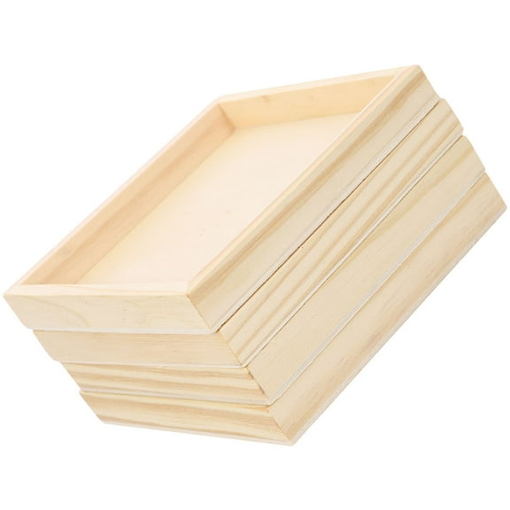 Topbathy 1 Set Unfinished Wooden Storage Trays 4pcs Organizers for Home Serving and Easy Organization