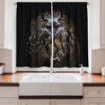 thumbnail image 2 of Ambesonne Owl Kitchen Curtains, Modern Night Bird Animal Print, 55"x45", Dark Orange and Warm Taupe, 2 of 3
