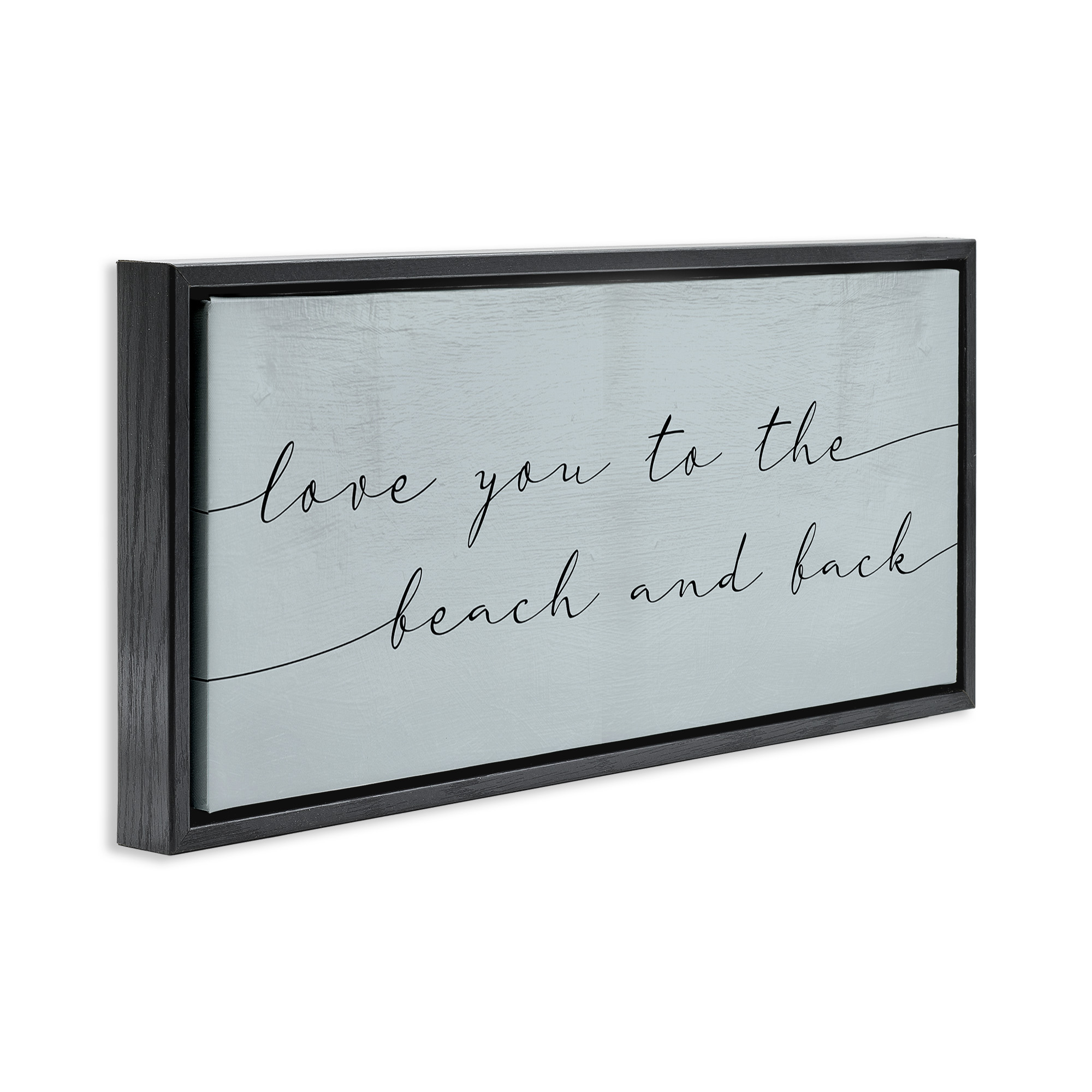 Stupell Industries Love You Beach & Back Typography Painting Black Floater Framed Canvas Art Print Wall Art, 31 x 14