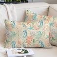 thumbnail image 2 of Teal Red Coastal Pillow Covers 12"x20", Nautical Seahorse Beach Coral Starfish Beige Soft Brushed Microfiber Breathable Throw Pillow Covers, Decorative Pillowcase with Zipper for Couch Sofa Bedroom, 2 of 9