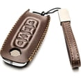 thumbnail image 2 of Vitodeco Genuine Leather Smart Key Fob Case Compatible with Nissan Sentra, Versa, Rogue, Pathfinder, Murano, Kicks, Ariya, Armada (Trunk Button, Brown), 2 of 5