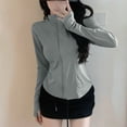 thumbnail image 5 of Miqool Women's Athletic Running Yoga Jacket UPF 50+ Sun Protection Zip Up Cropped Jackets Slim Fit Long Sleeve Workout Cooling Shirts, 5 of 6