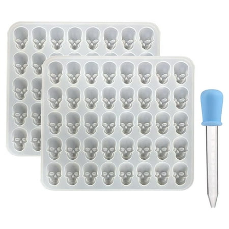 

Skull Silicone Candy Molds | Halloween Skull Mold | 2pcs Silicone Dog Molds For Treats Making Ice Cubes Candies Chocolates Diy Baking Tools With Dropper