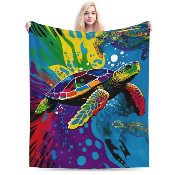 Sea Turtle Blanket Gifts for Women Adults Teen Birthday Christmas Valentine Present Colorful Ocean Turtle Decor 50x40