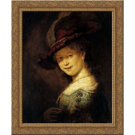- Saskia Laughing 20x23 Gold Ornate Wood Framed Canvas Art by Rembrandt