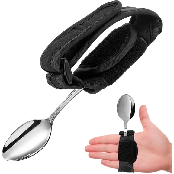 2Pcs Universal Cuff Adaptive Utensil Holder Strap Adaptive Utensils Daily Living Aid Utensil Adjustable Holder Strap for Holding Cutlery for Parkinson Disabled