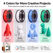 Entina Tina2C 3D Printer for Kids and Beginners, Auto Leveling App Control, Quiet STEM Printer with 4-Color Filament Bundle