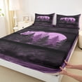 thumbnail image 3 of Homewish Bear Animal Full Size Sheets, Rustic Countryside Bed Sheets, Purple Wooden Plank Cabin Sheet Sets, Ultra Soft Bedroom Decor, 4 Pieces, 3 of 7