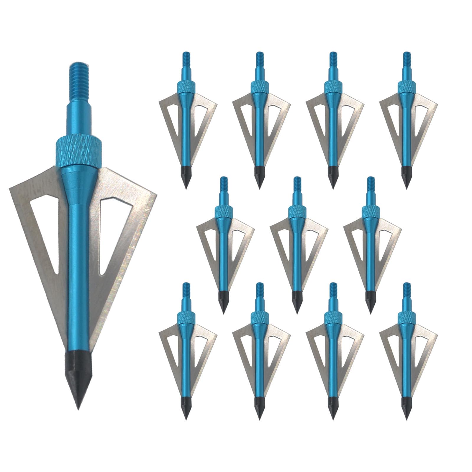 Hunting Broadheads 12PK 100 Grain 3 Blades Screw-in Arrow Tips Compatible with Compound Bow Recurve Bow & Crossbow Traditional Archery Arrow Heads with 1 PK Broadhead Storage Case