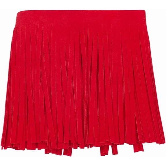 5.4 Yards 6" Wide Fringe Tassel Trim Trimmings of Suede Tassel Red Velvet Tassel Trims Ribbon Faux Suede Leather Fringe for DIY Sewing Craft Edge Garment Curtains Bag Hem Accessories