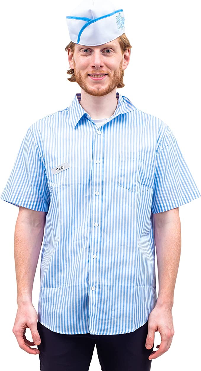 Good Burger Button Up Shirt Hat and Name Tag Halloween Costume Cosplay