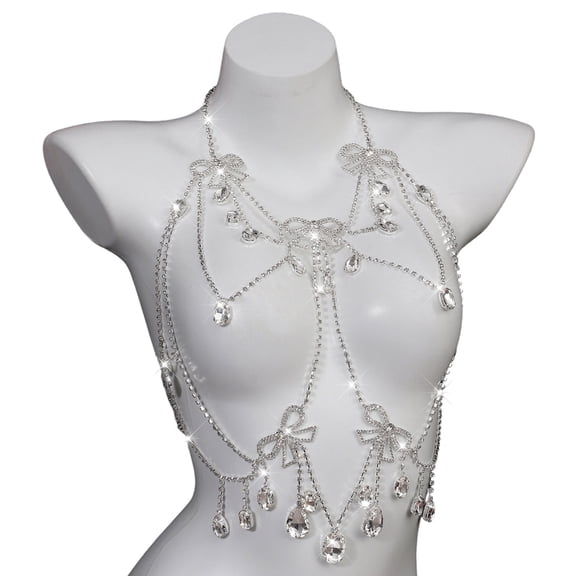 Yokua Full Rhinestones Bikini Chest Chain Adjustable Body Jewelry For Women Event
