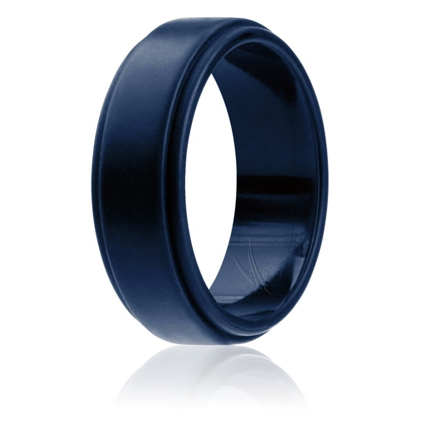 Anillo de bodas de silicona - Estilo borde escalonado - Azul de ROQ para Hombre - Anillo de 13 mm