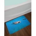thumbnail image 2 of Shark Bath Mat, Giant Whale Shark and Underwater Photographer in Wildlife Diving Image, Non-Slip Plush Mat Bathroom Kitchen Laundry Room Decor, 29.5 X 17.5 Inches, Violet Blue Pale Grey, Ambesonne, 2 of 2
