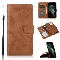 TECH CIRCLE Case for 2022 Apple iPhone 14 Pro Max (6.7") - Removable Magnetic Silicone Back Cover Flip Leather Case (Brown)