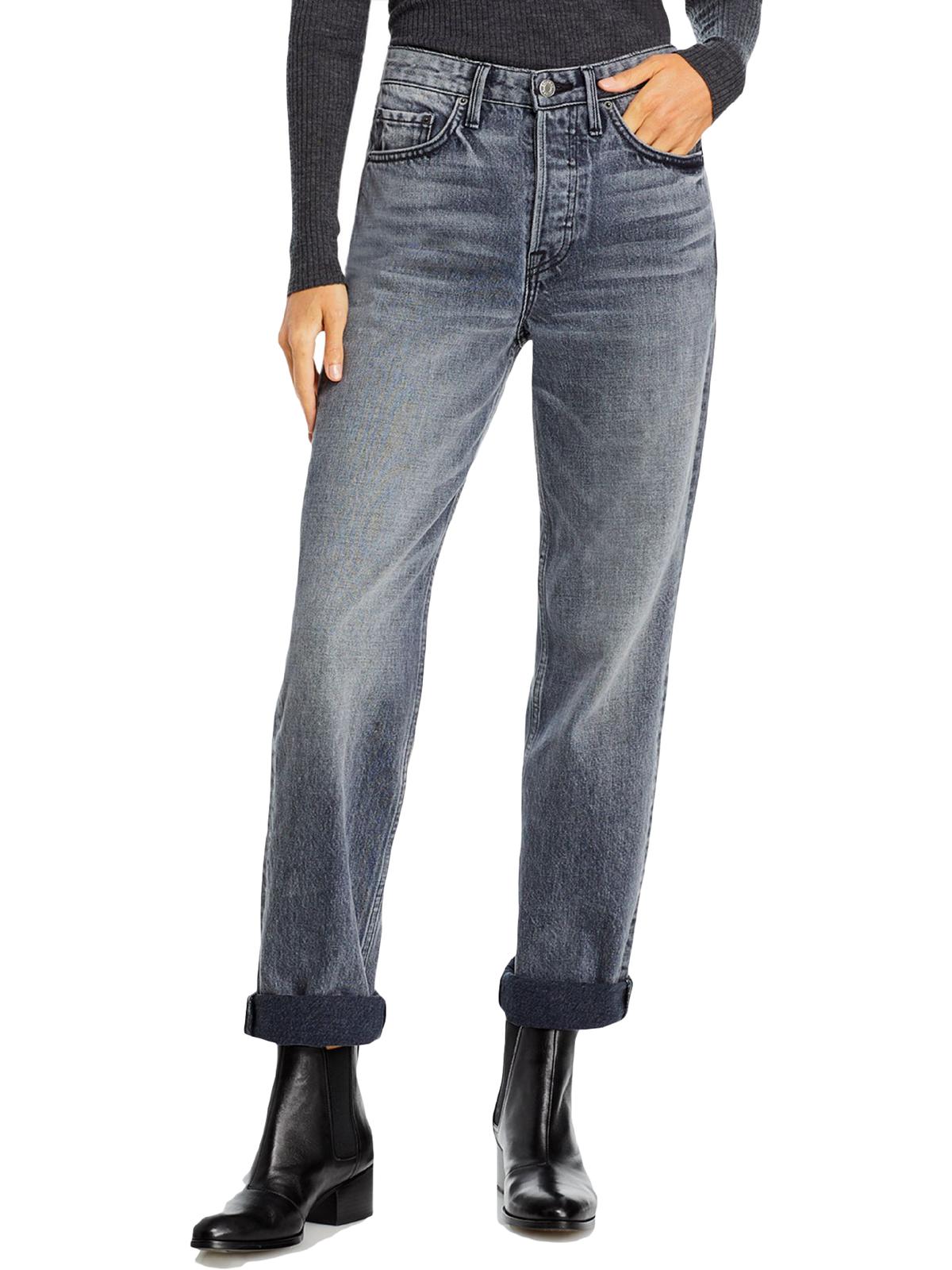 Denim Straight Leg Jeans Gray 