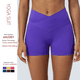 thumbnail image 1 of Pantalones cortos de yoga con realce de cadera Peach, pantalones cortos elásticos de cintura alta para correr y fitness, pantalones cortos ajustados de cintura cruzada Peach Hip, 1 of 5