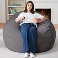 thumbnail image 3 of Bean Bag Chair: Teardrop Bean Bags with Memory Foam Filled, Compact Beanbag Chairs Soft Sofa with Corduroy Cover (Grey), 3 of 16