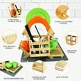 thumbnail image 6 of 3 Tier Bamboo Dish Drying Rack with Utensil Holder, Collapsible Dish Rack, Large Dish Racks for Kitchen Counter, Wooden Folding Dish Drainer with Dish Drying Mat, with Drying Mat, 6 of 8