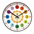 thumbnail image 1 of Reloj de pared para niños, reloj de enseñanza para decir la hora, adorno único, reloj artístico de pared que no hace , reloj colgante, reloj par 10 pulgadas, 1 of 8