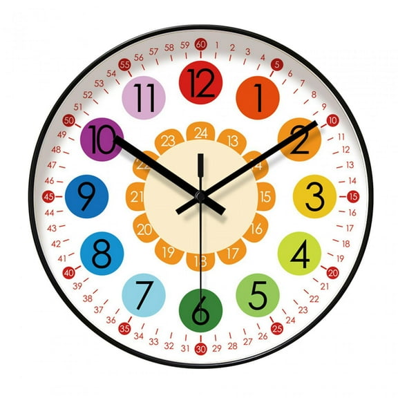 TISHITA Children's Wall Clock That Shows The Time, Teaching Clock, Silent, Art Clock, Non-hanging, Decorative Children's Clock for Indoor, Office And Kitchen 12inch