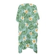 thumbnail image 5 of DISNIMO Monstera Plumeria Print Womens Beach Cover up Palm Tree Print Long Kimonos Cardigans Swimsuit Cover Ups Summer Fashion Half Sleeve Bikini Coverups, 5 of 6