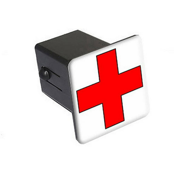 Red Cross On White 2" Tow Trailer Hitch Cover Plug Insert