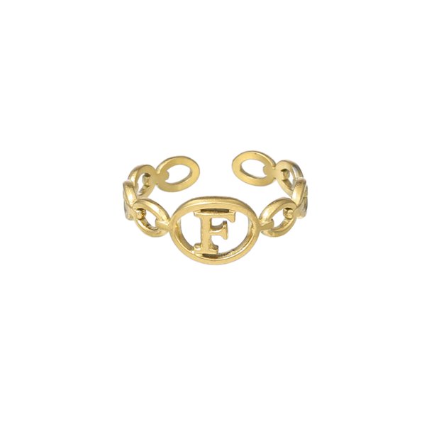 Anillo de 26 letras chapado en oro de acero de titanio Anillo de dedo índice de apertura en inglés Anillo hueco Wmkox8yi sjalhkljlk1969