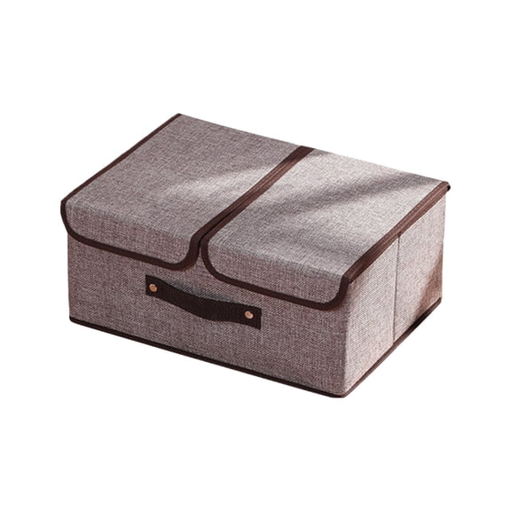 CASAFUN Storage Boxes With Double Lids And Handles- Foldable Linen Storage Bins Organizer Clothes Baskets Rectangu With Removable Divider For Home Bedroom Closet Office
