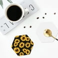 thumbnail image 5 of Disketp Sunflower Funny Coasters,4 Pcs Leather Coasters With Holder, Perfect Housewarming Hostess Gifts,Protect Furniture From Water Marks Scratch, 5 of 9