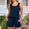 thumbnail image 2 of Matching Sets Women Clothing Casual Crew Neck Sleeveless Tank Top and Shorts with Pocket Summer 2 Piece Travel Outfits, 2 of 6