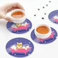 thumbnail image 4 of Leather Coasters with Heat-resistant for Drinks, Dog Washes in a Pink Bath -标题2 Round Shape, 4 of 5