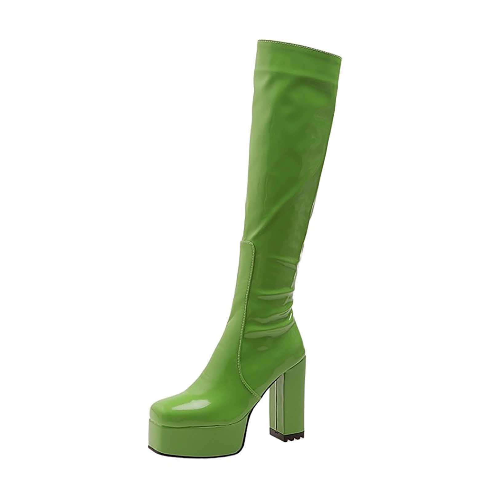 Homadles Women's Middle Knee High Boots Wide- Plus Size High Heel