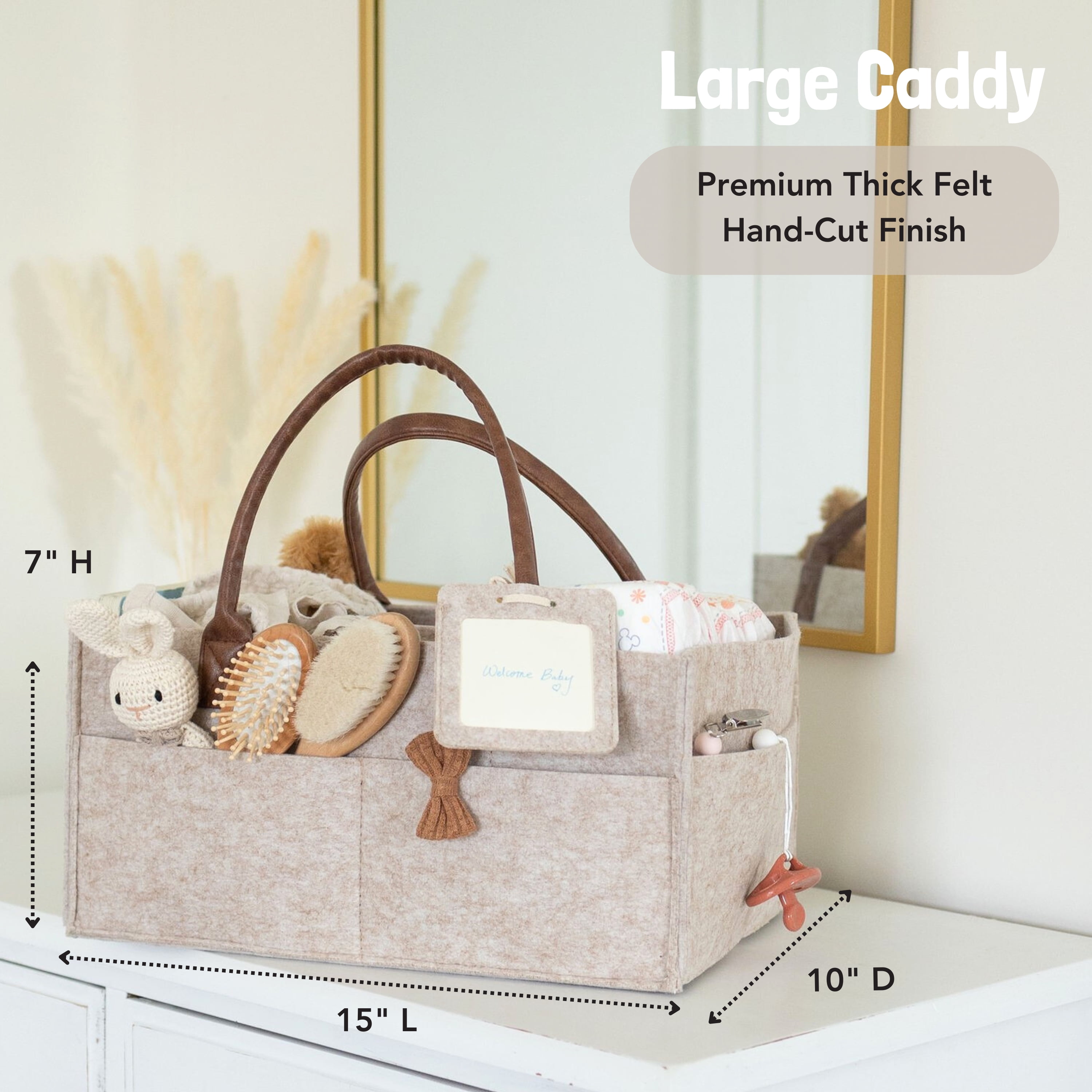 Lily Miles Baby Diaper Caddy Organizer - Nursery Storage Basket for Newborn Essentials - Shower Registry Gifts