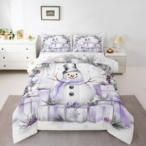 Manfei Winter Cute Snowman Full Size Comforter Sets, Merry Christmas Bedding Comforter Set, Teens Boys Girls Kids Reversible Bedding Sets, Ultra Soft Home Decor, 3pcs