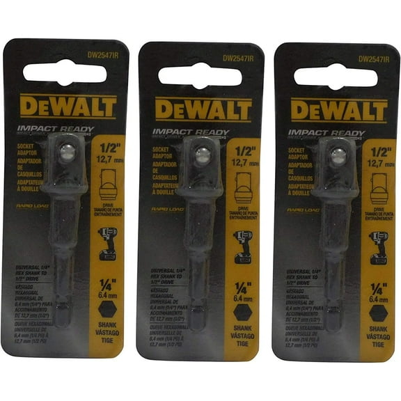 DEWALT DW2547Ir 1/4-Inch Hex Shank To 1/2-Inch IMPACT READY Socket Adaptor (3)