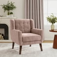 thumbnail image 6 of UIXE Velvet Accent Chair Comfy Living Room Arm Chairs Tufted Armrest Reading Seat, Skin Pink, 6 of 7