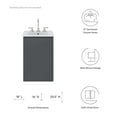 thumbnail image 3 of Sink Vanity Cabinet, Wall Mount, White Grey Gray, Ceramic, Melamine, Modern Contemporary, Hotel Bedroom Bathroom Master Suite Guest, 3 of 9