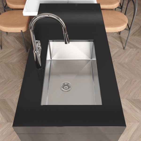 Stainless Steel Kitchen Sink, 30″x19″ Drop In Single Bowl, Undermount Handmade Sink in Brushed Nickel, with US Standard Drain and Hook
