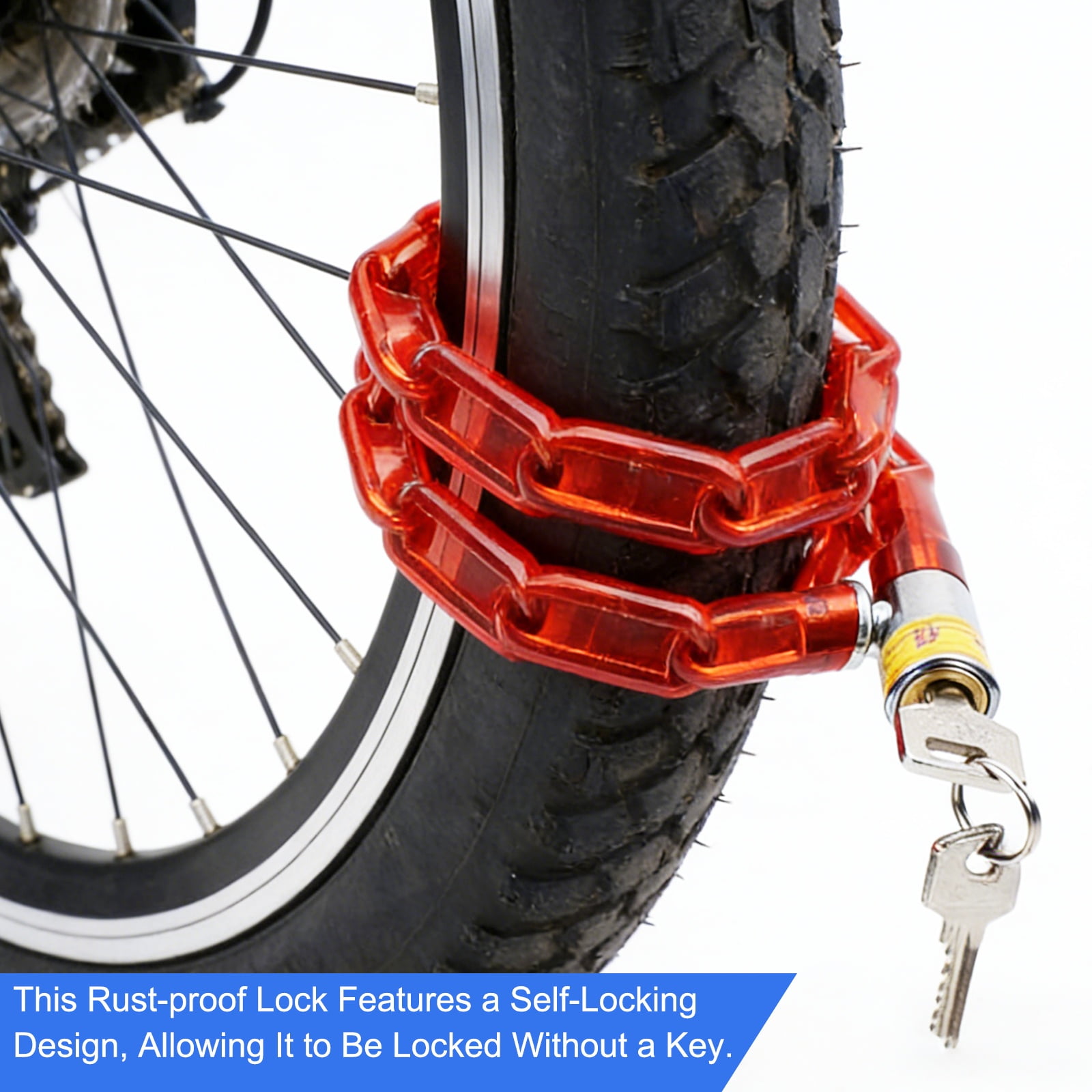 Bike Chain Lock, (40 Inch, Blue) (1 Pcs), Manganese Steel Anti-Theft Bicycle Chain Lock with Keys, Suit for - Bike/Motorcycle/Scooter/Truck