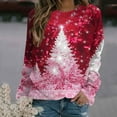 thumbnail image 6 of FDGIU Women's Christmas Long Sleeve T-Shirt - Lightweight Christmas Tree Graphic Top, Snowflake Sequined Blouse, Xmas Vacation Casual Sweatshirt, 6 of 6