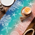 thumbnail image 3 of Blue Teal Pink Ombre Coastal Table Runner 120 Inches, Nautical Beach Starfish Coral Summer Bed Runner Dresser Scarves Tabletop for Indoor Outdoor Parties/Ceremony/Banquet, 13"x 120", 3 of 8