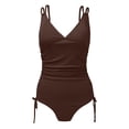 thumbnail image 1 of IDALL One Piece Swimsuit Women Bathing Suit Swimsuit For Solid Color Slimming Drawstring High Waist Swimsuit Womens Swimsuits Swim Suits for Women Coffee S(Clearance Sales), 1 of 4