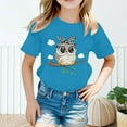 thumbnail image 2 of PMVFHDE T-Shirts d'Été Chemises pour Fille 2025 Fille Enfant Mignonne Imprimée Col Rond Manches Courtes Tee Été Décontracté Ample Mode T-Shirt Hauts Bleu Foncé,10-12 Ans, 2 of 4
