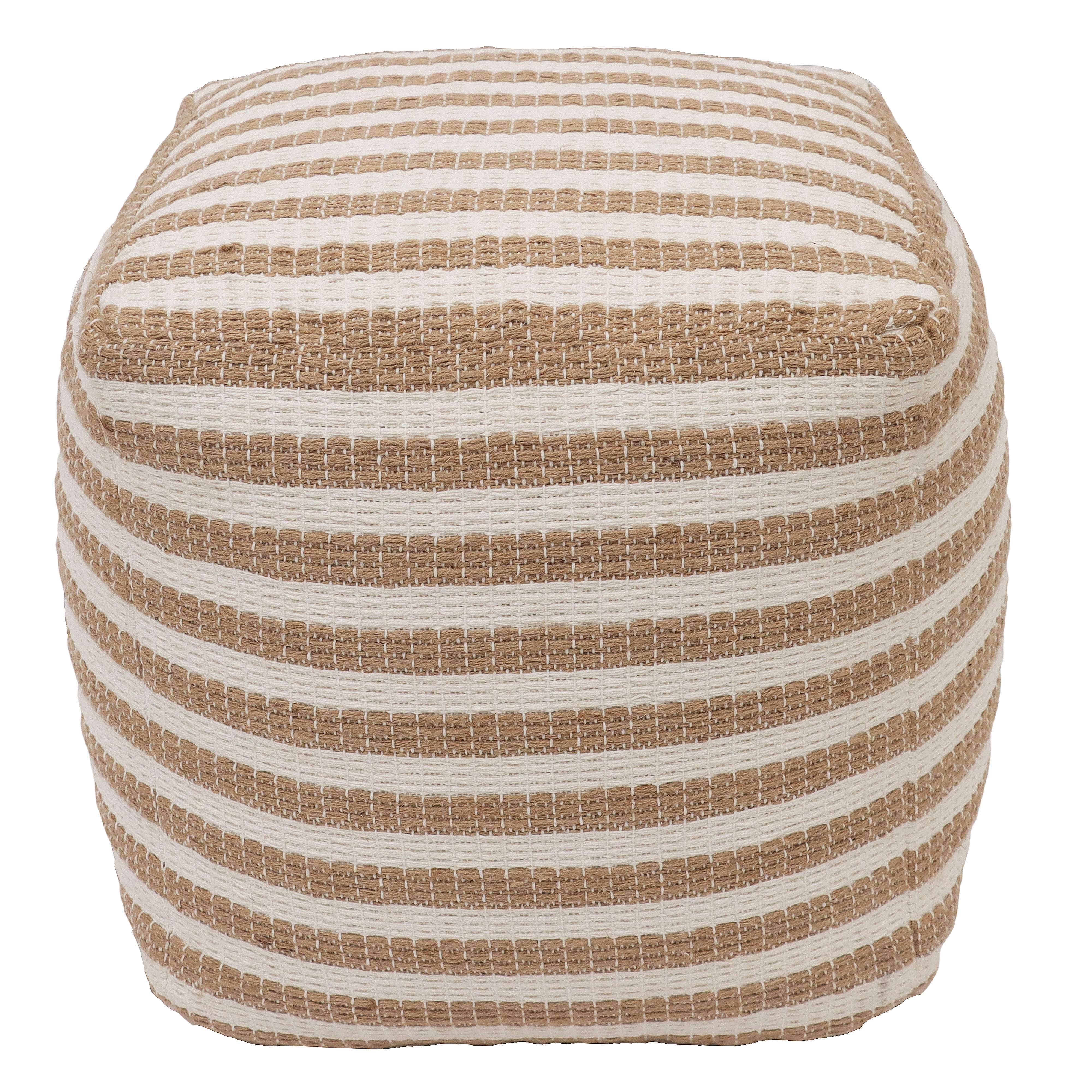 Better Homes & Gardens 16" x 16" x 16" Natural Jute Striped Pouf